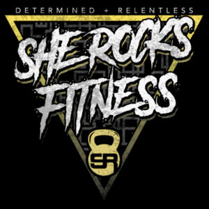 SHE ROCKS - DETERMINED + RELENTLESS - WOMEN'S FITTED T-SHIRT - BLACK - 3DU7S1 Design