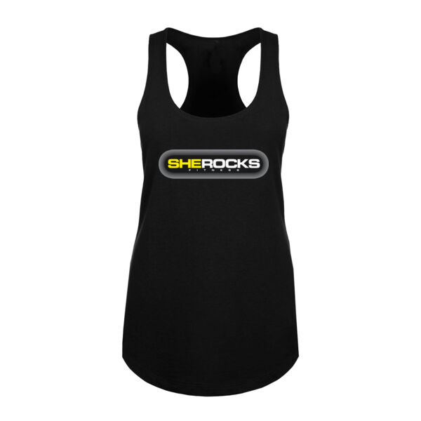 SHE ROCKS - HORIZONTAL LOGO - WOMEN'S FITTED TANK TOP - BLACK - $9QUMDB$ Thumbnail