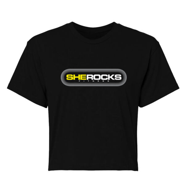 SHE ROCKS - HORIZONTAL LOGO - WOMEN'S CROPPED T-SHIRT - BLACK - $9QUMDB$ Thumbnail