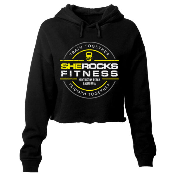 SHE ROCKS - TRIUMPH TOGETHER - WOMEN'S CROPPED HOODIE - BLACK - $VR6A37$ Thumbnail