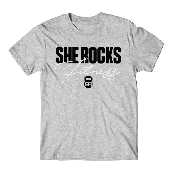 SHE ROCKS - BLOCK SCRIPT - UNISEX (OVERSIZED) T-SHIRT - LIGHT GRAY HEATHER - $1C6SGA$ Thumbnail