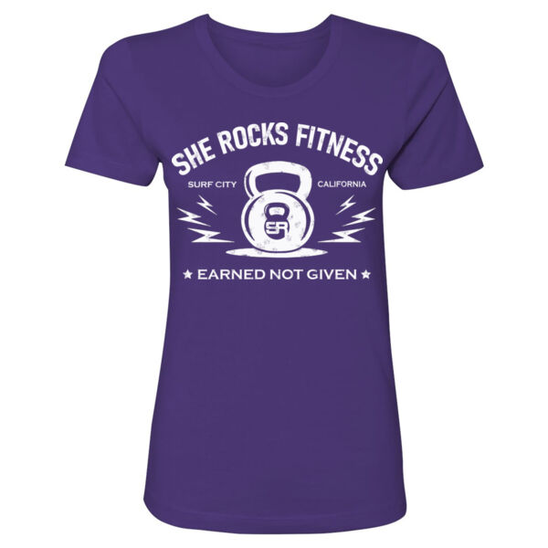 SHE ROCKS - EARNED NOT GIVEN - WOMEN'S FITTED T-SHIRT - PURPLE - KNPVZ6 Thumbnail