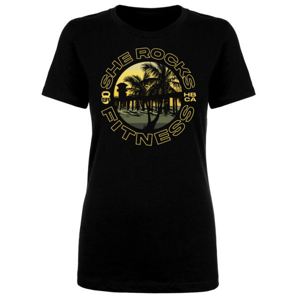 SHE ROCKS - HB PIER SUNSET - WOMEN'S FITTED T-SHIRT - BLACK - 6S2WDT Thumbnail