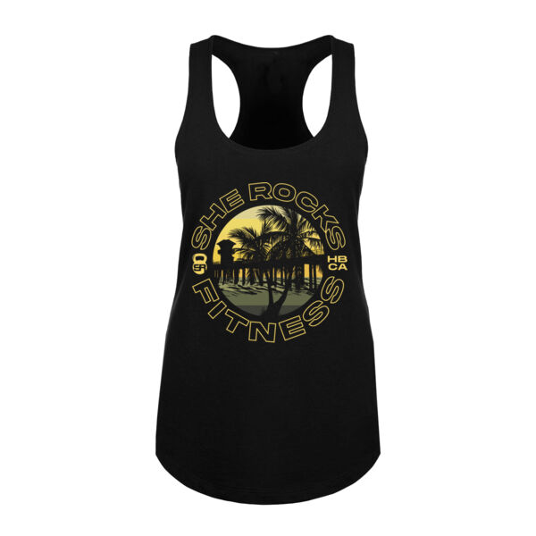 SHE ROCKS - HB PIER SUNSET - WOMEN'S FITTED TANK TOP - BLACK - $Y1XEZR$ Thumbnail