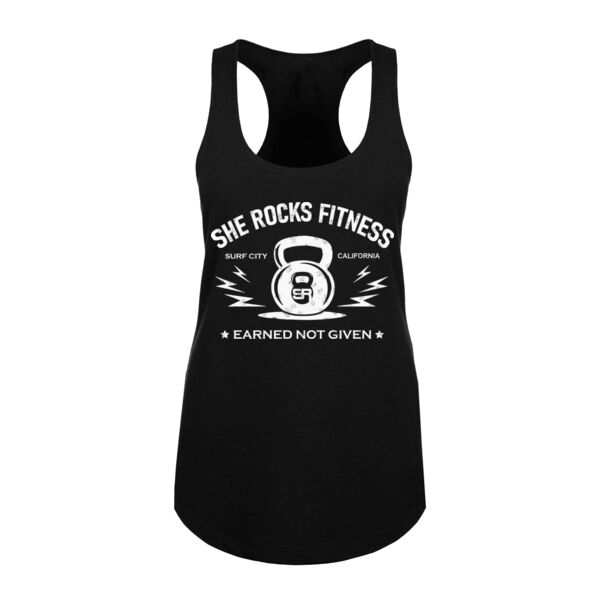 SHE ROCKS - EARNED NOT GIVEN - WOMEN'S FITTED TANK TOP - BLACK - $XRCWK7$ Thumbnail