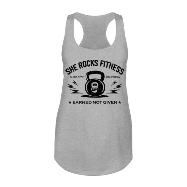 SHE ROCKS - EARNED NOT GIVEN - WOMEN'S FITTED TANK TOP - LIGHT GRAY HEATHER - $V4DM2G$ Thumbnail