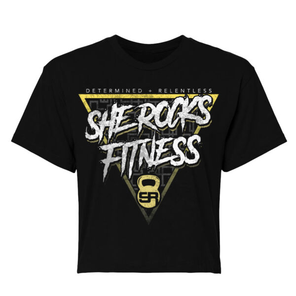 SHE ROCKS - DETERMINED + RELENTLESS - WOMEN'S CROPPED T-SHIRT - BLACK - $Q7WRGE$ Thumbnail