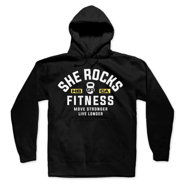 SHE ROCKS - MOVE STRONGER LIVE LONGER - UNISEX (OVERSIZED) HOODIE - BLACK - $CD7XMT$ Thumbnail