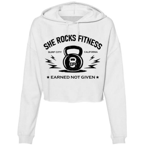 SHE ROCKS - EARNED NOT GIVEN - WOMEN'S CROPPED HOODIE - WHITE - $RSH148$ Thumbnail